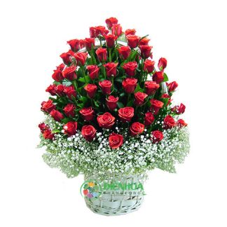 Lẵng 99 hoa hồng đỏ va babi