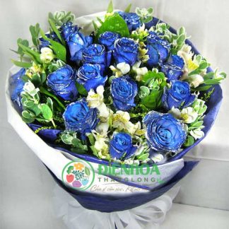 Hoa hồng xanh bó tròn đẹp