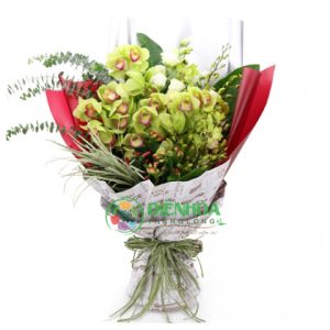 Bó hoa tươi địa lan xanh