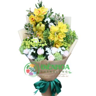 Bó hoa địa lan vàng