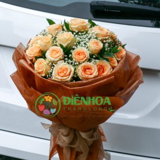 Bó hoa hồng kem nhập khẩu