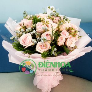 Bó hoa hồng phấn nhập khẩu