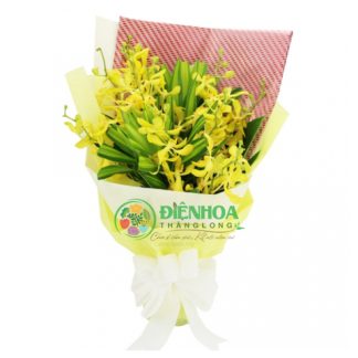 Bó hoa lan mokara vàng đẹp