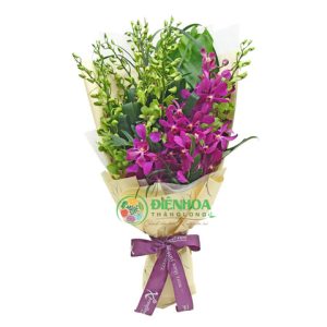 Bó hoa lan xanh và lan tím đẹp