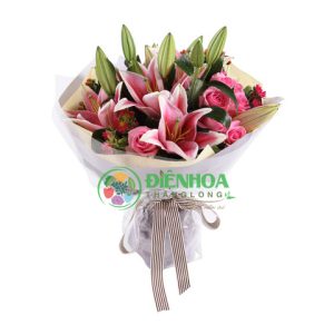 Bó hoa lily hồng