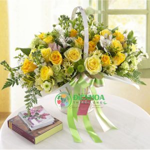Giỏ hoa hồng vàng đẹp