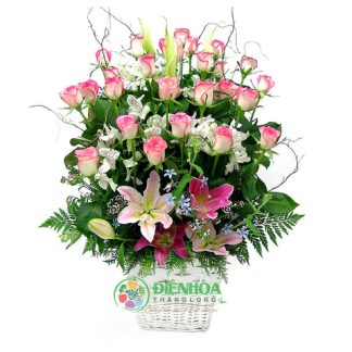 Giỏ hoa song hỷ đẹp