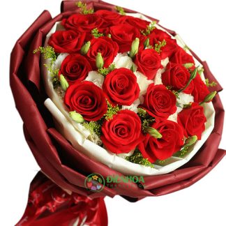 Hoa hồng đỏ bó tròn