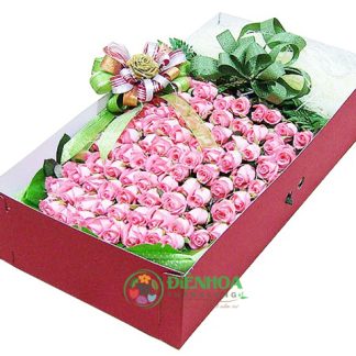 Hộp hoa 100 hồng phấn