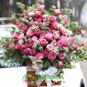 Lẵng hoa hồng tím đẹp